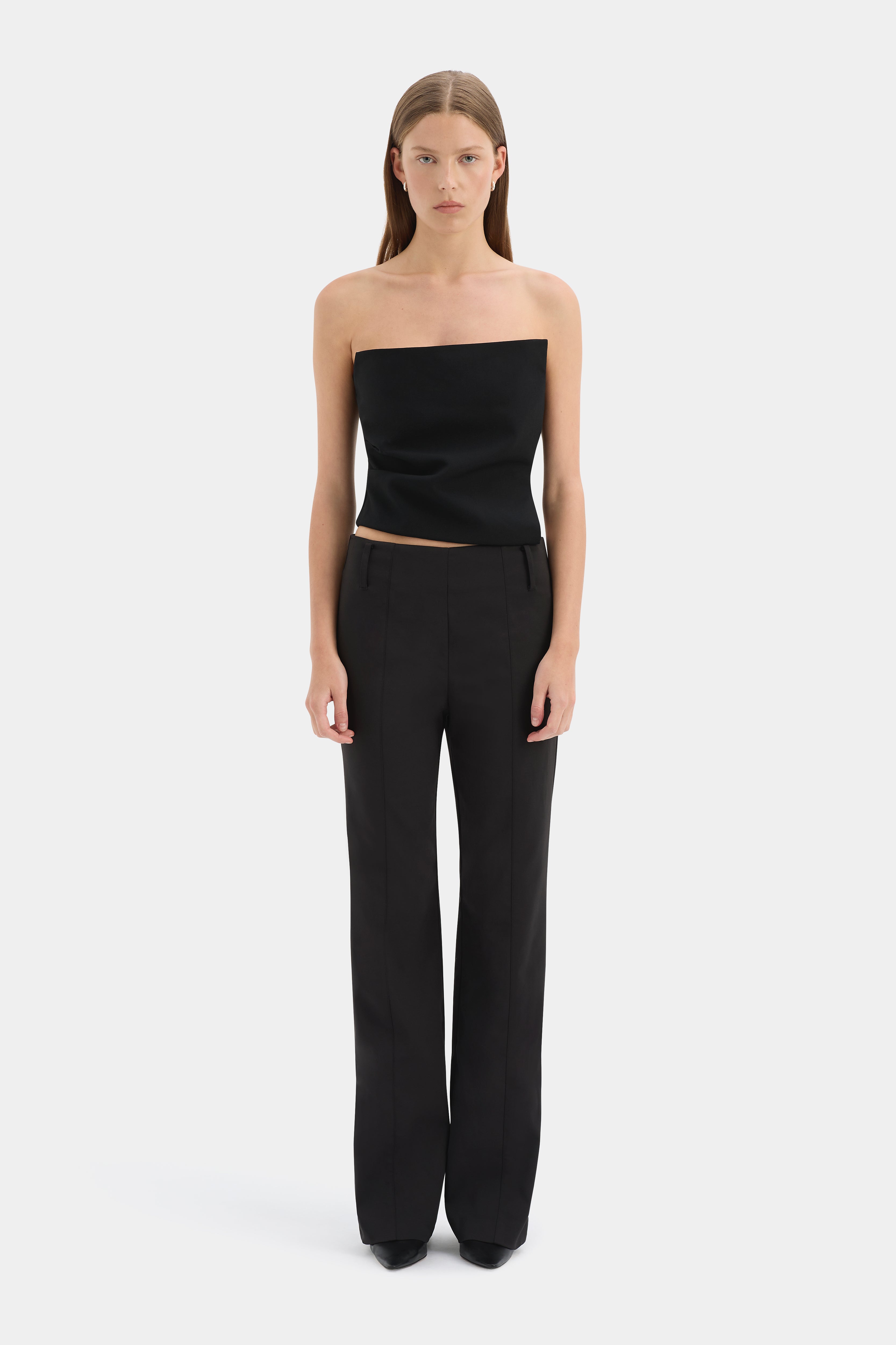 Alizee Slim Trouser | Black Low-Rise Cigarette Pant | SIR.