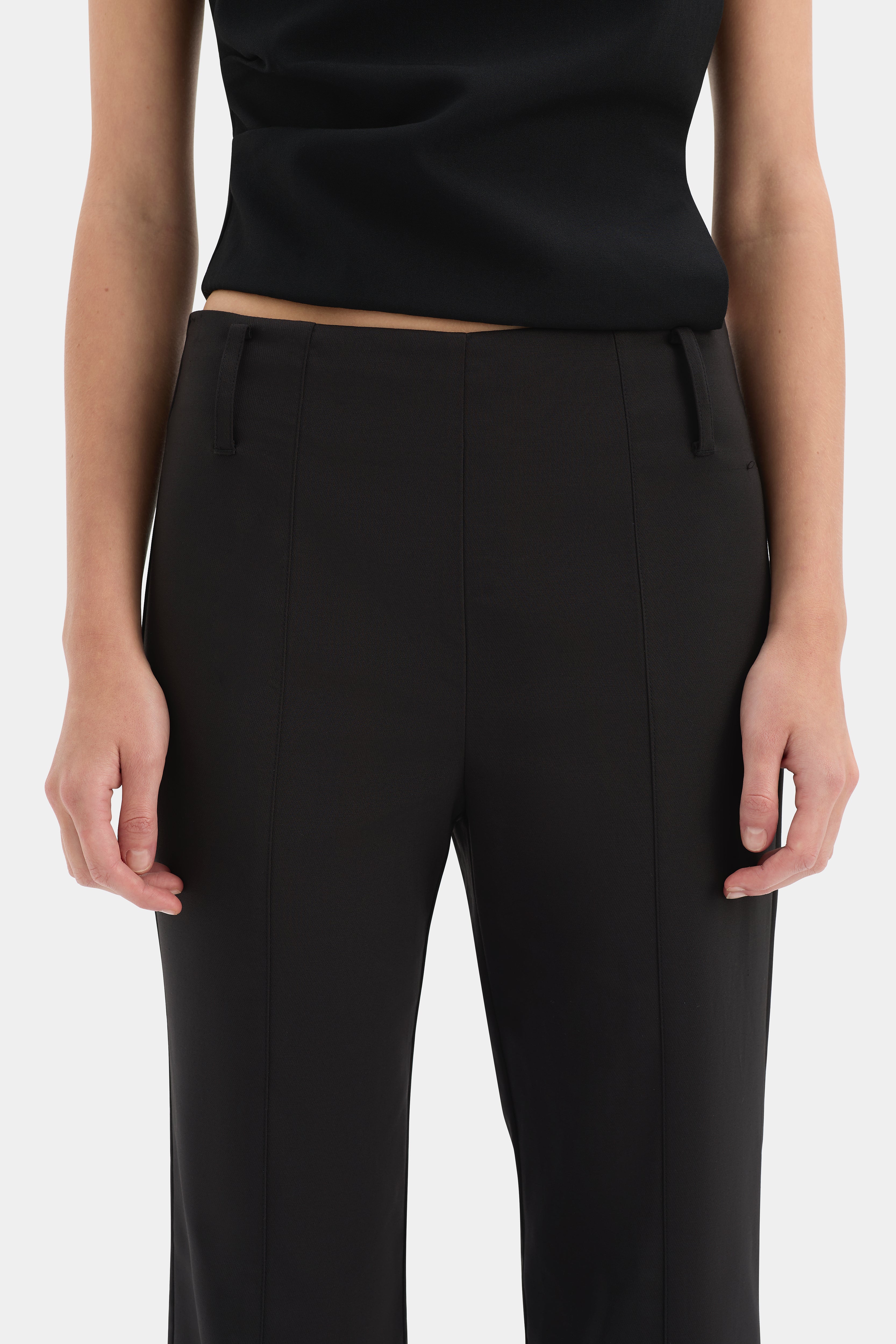 Alizee Slim Trouser | Black Low-Rise Cigarette Pant | SIR.