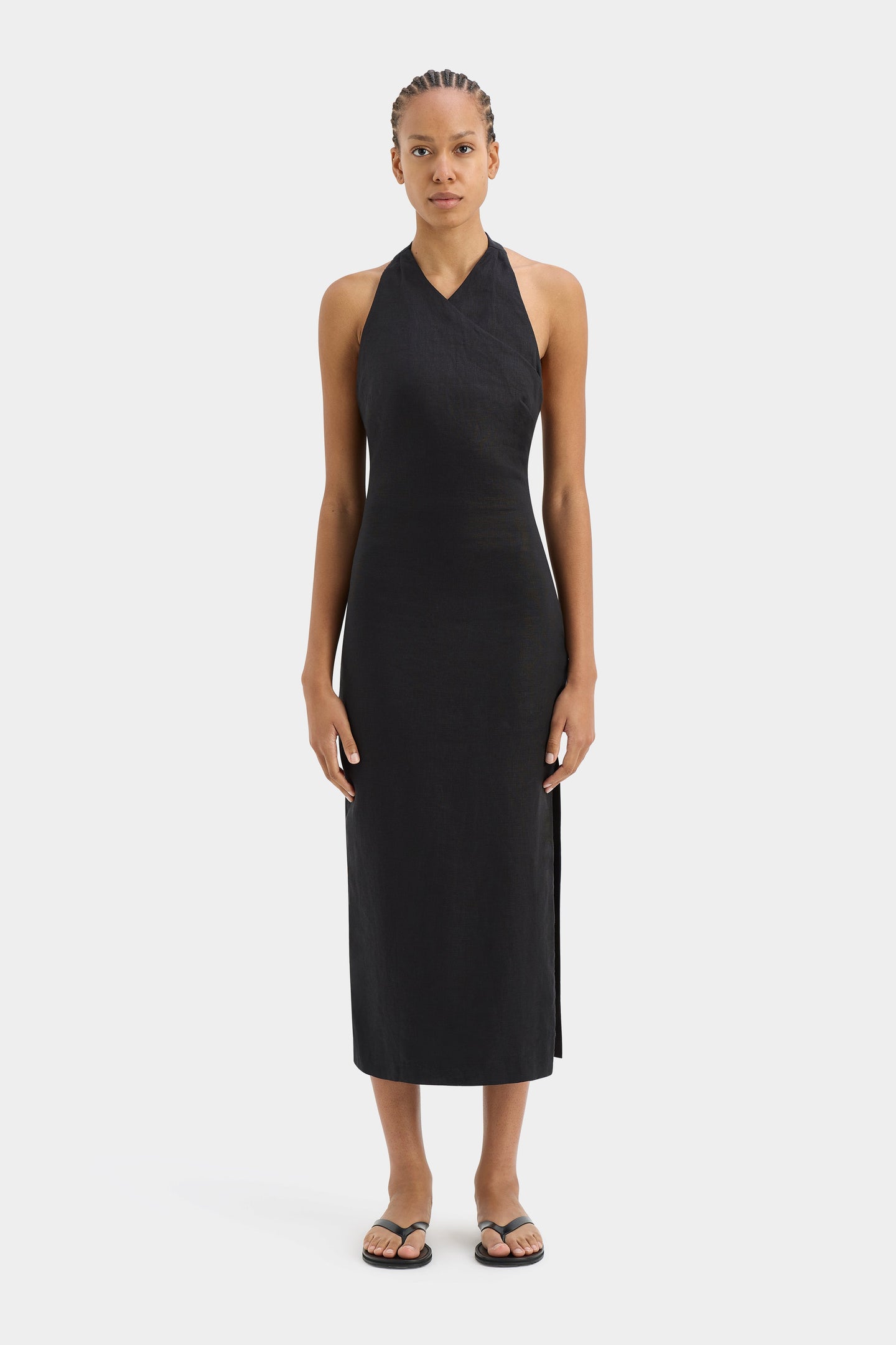 SIR the label Iris Halter Midi Dress BLACK