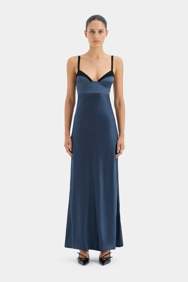 SIR the label Depeche Balconette Gown DARK BLUE