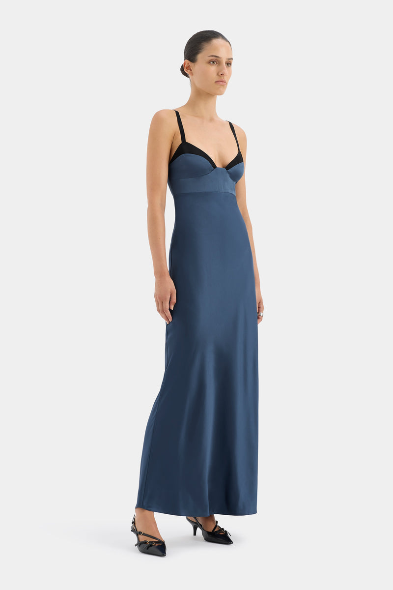 SIR the label Depeche Balconette Gown DARK BLUE