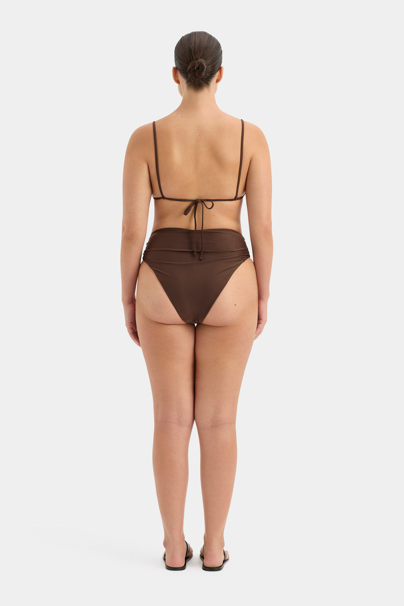SIR the label Jeanne Gathered High Cut Brief CHOCOLATE
