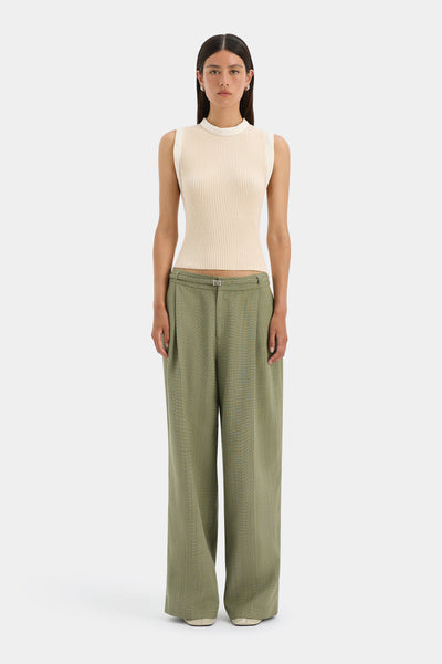 Evanthe Belted Trouser | Olive Green | SIR. Evanthe Belted Trouser | Olive Green | SIR.