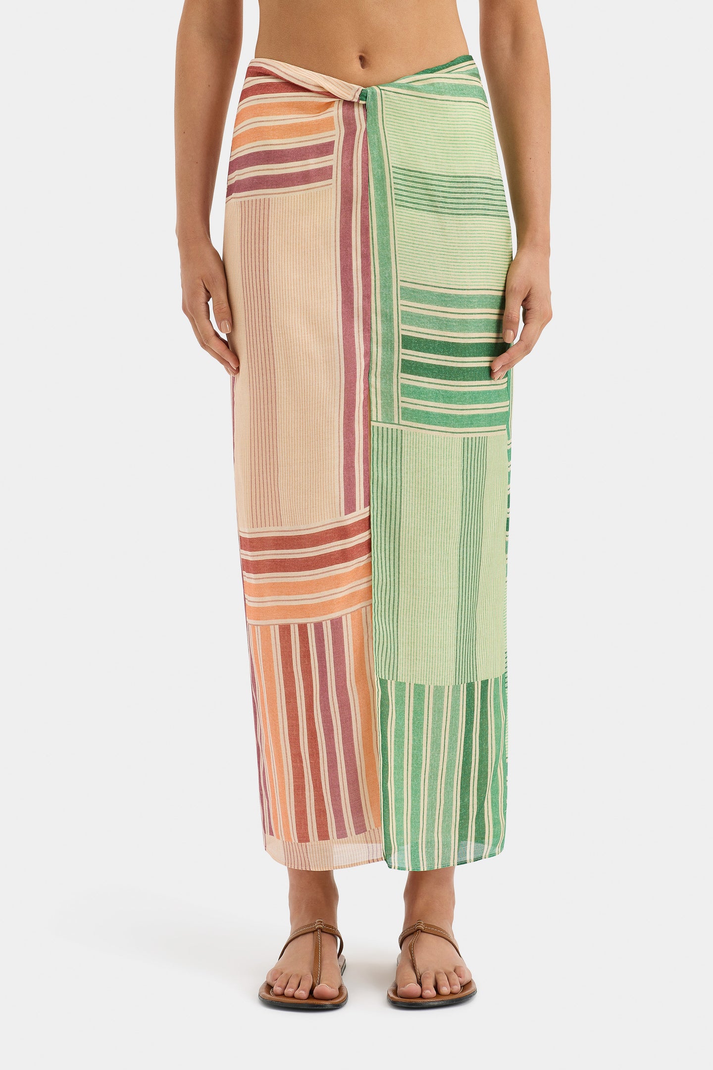 SIR the label Marisol Twist Skirt MULTI PATCHWORK STRIPE