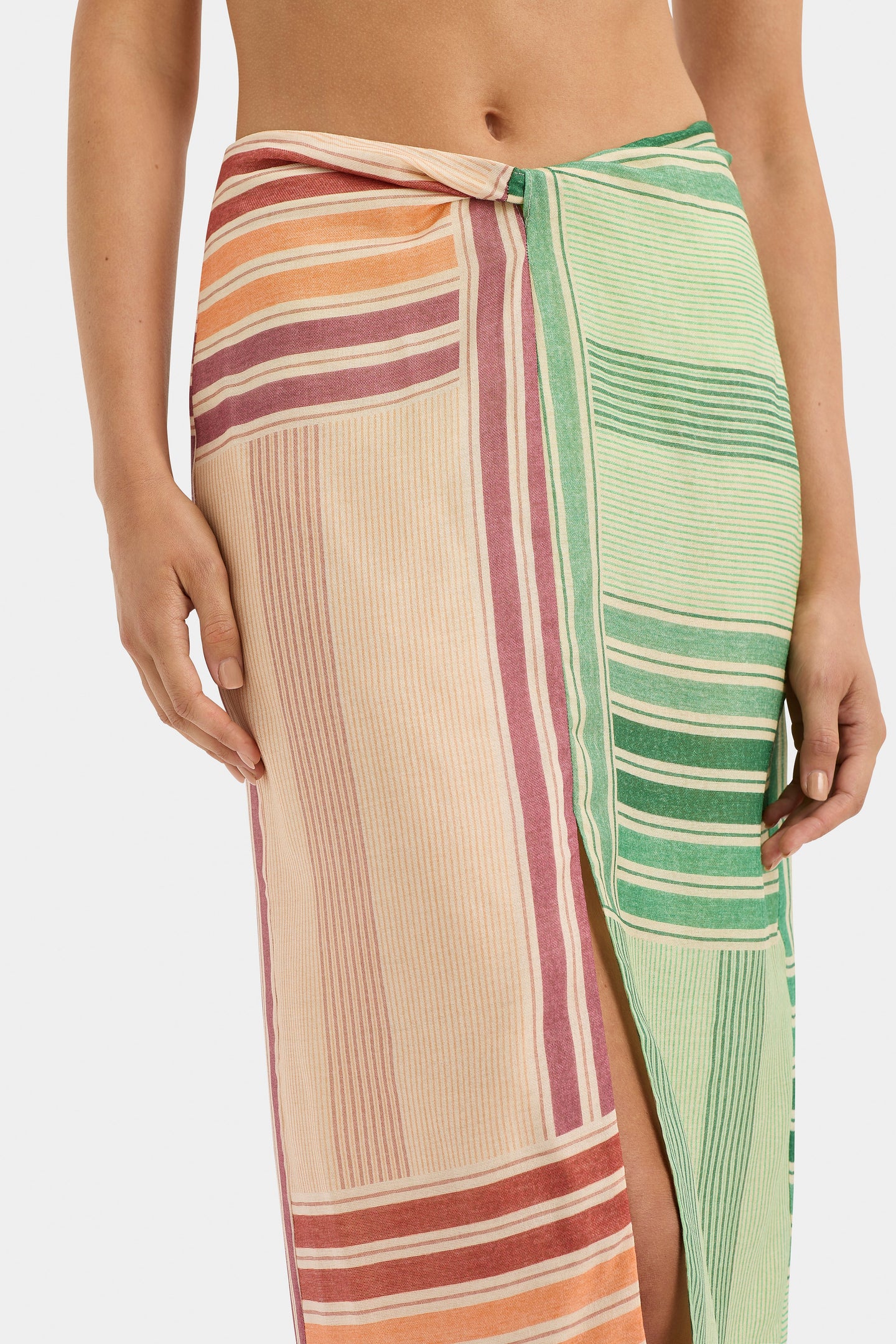 SIR the label Marisol Twist Skirt MULTI PATCHWORK STRIPE