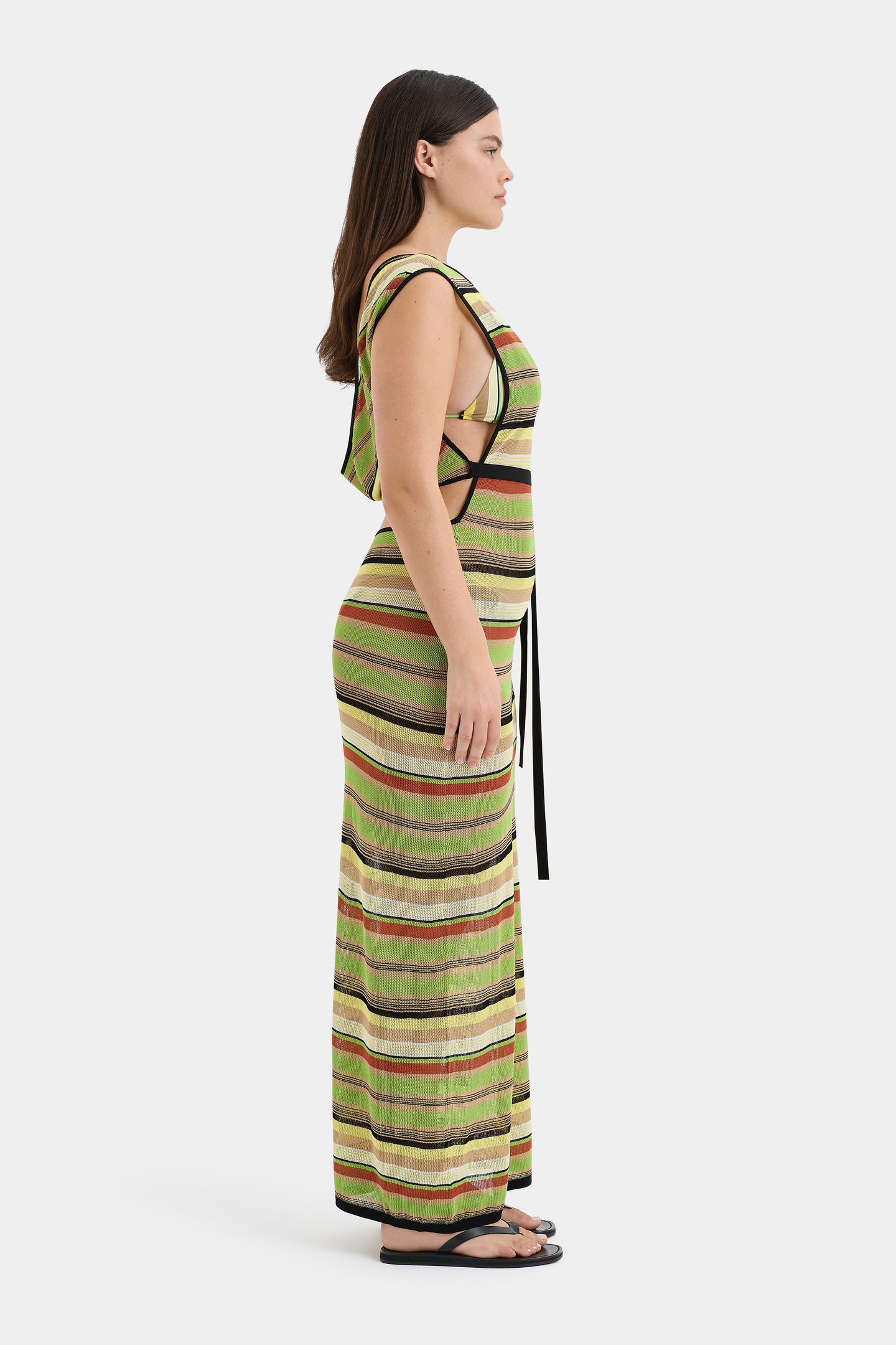 SIR the label Coastline Tie Dress PALM STRIPE