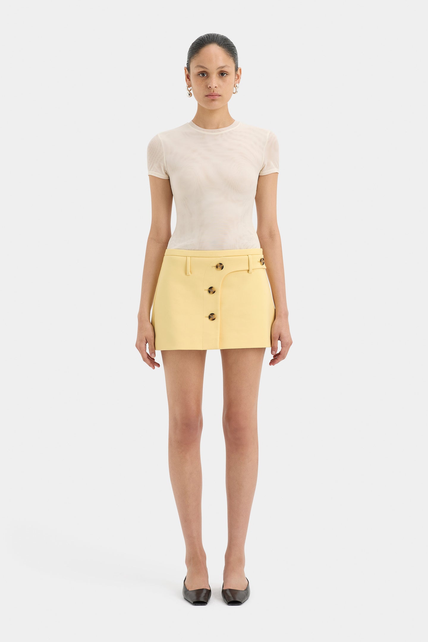 SIR the label Sandrine Button Mini Skirt LIMONE