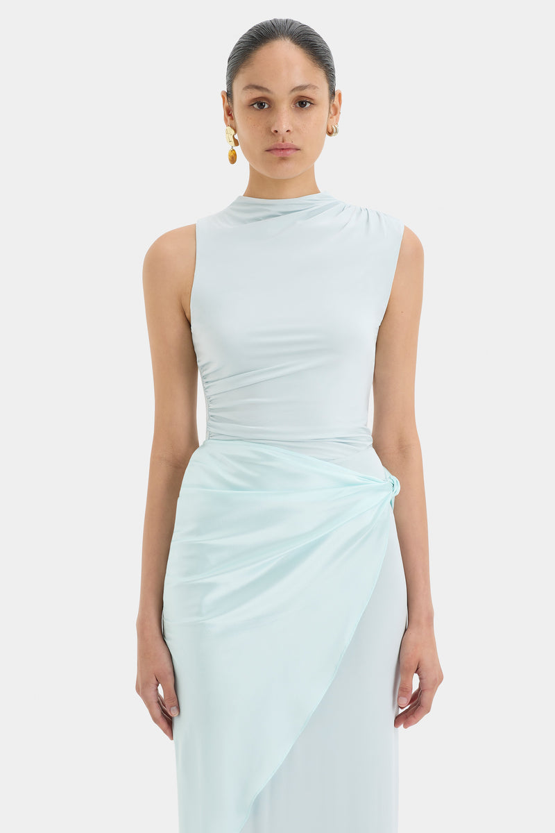 SIR the label Alessia Draped Skirt ICE BLUE