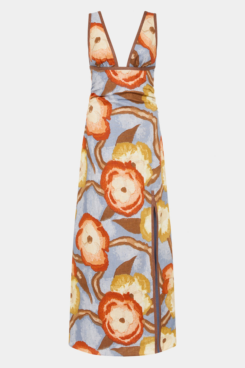 SIR the label Avery V Neck Midi Dress CAMELLIA PRINT