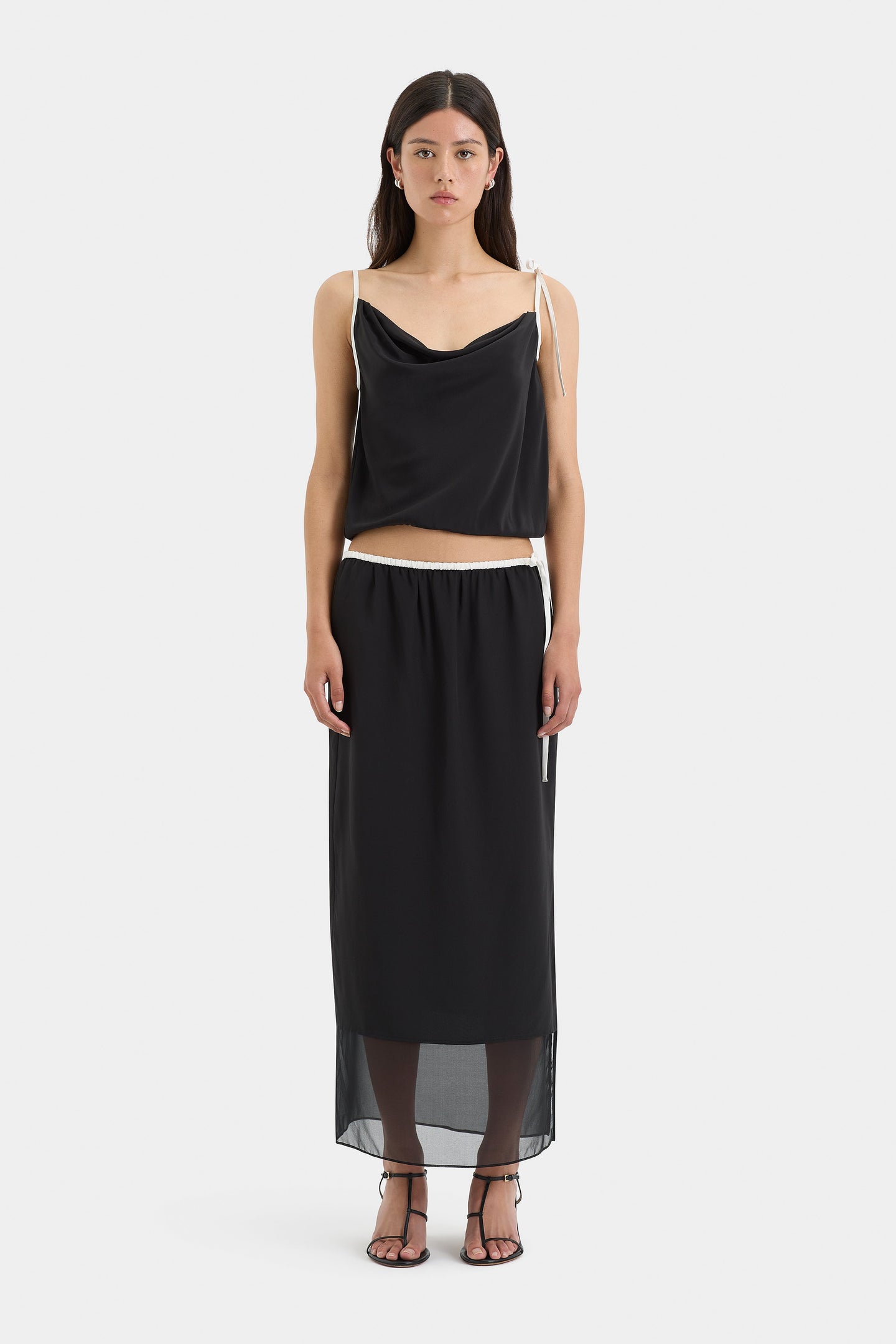 SIR the label Adrienne Midi Skirt MONOCROME