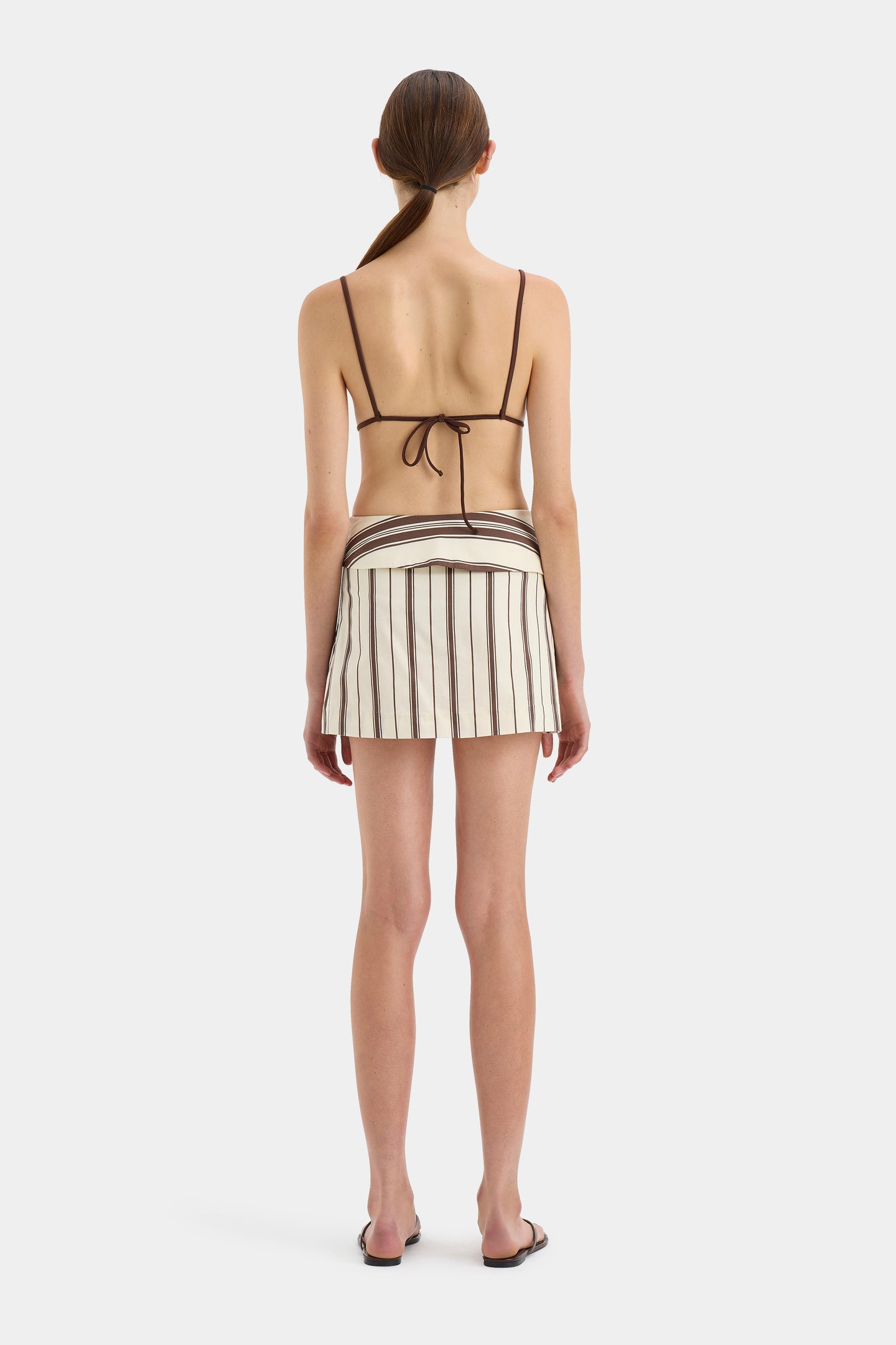 SIR the label Cannoli Folded Mini Skirt CHOCOLATE STRIPE