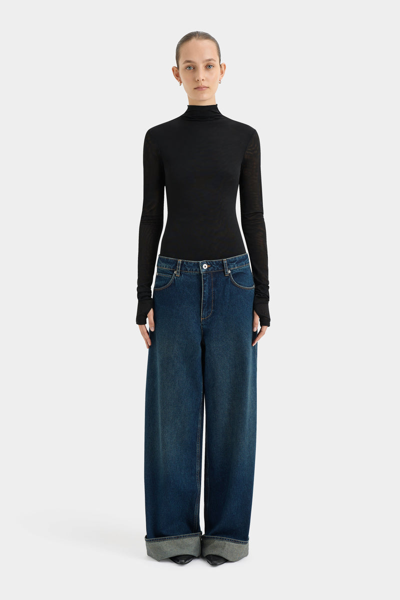 SIR the label Stella Wide Leg Jean WASHED INDIGO