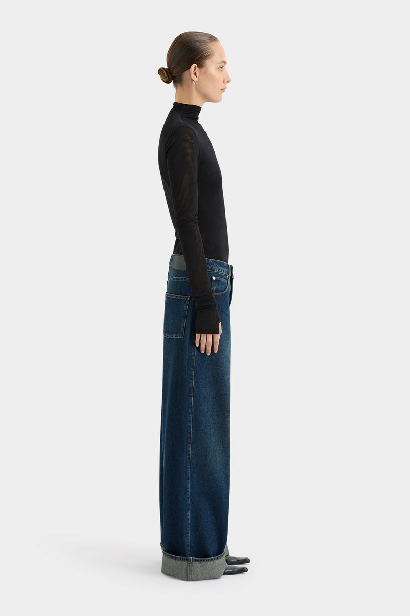 SIR the label Stella Wide Leg Jean WASHED INDIGO