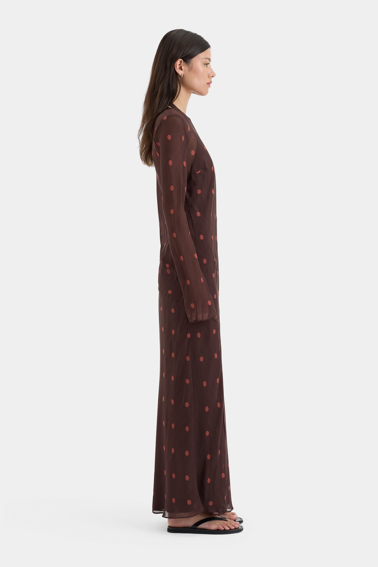 SIR the label Toni Long Sleeve Dress CHOCOLATE DOT