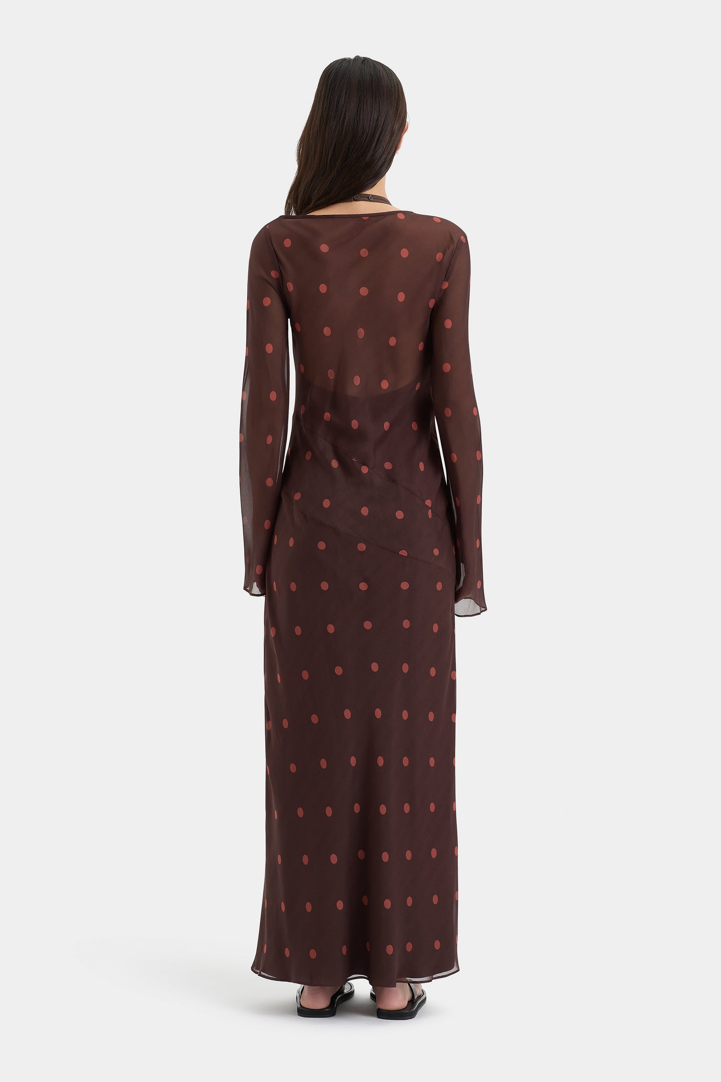 SIR the label Toni Long Sleeve Dress CHOCOLATE DOT