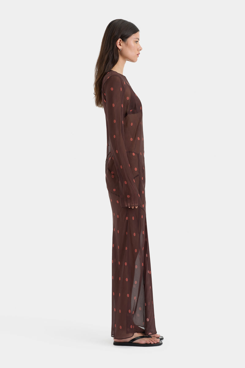 SIR the label Toni Long Sleeve Dress CHOCOLATE DOT