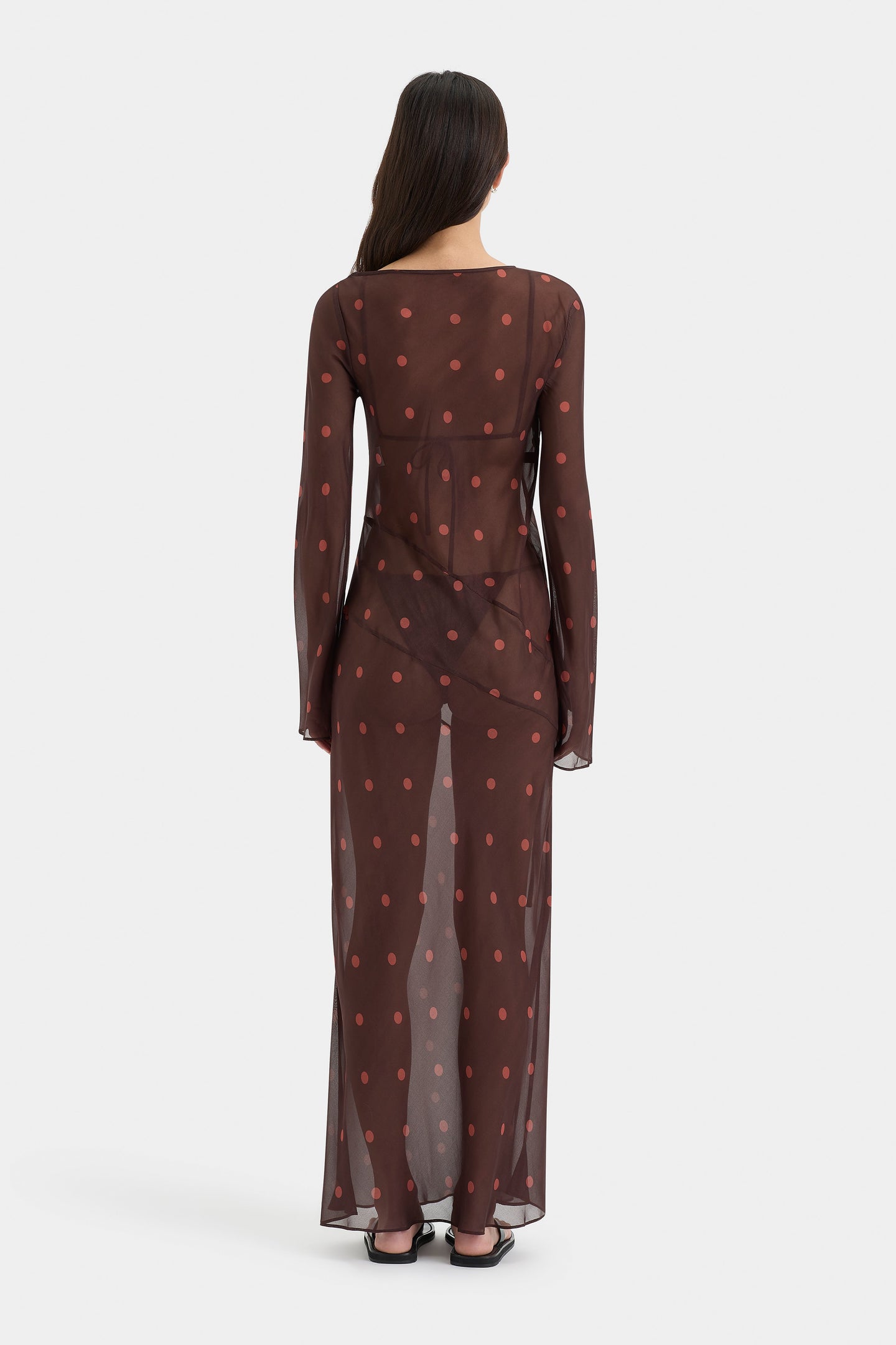 SIR the label Toni Long Sleeve Dress CHOCOLATE DOT