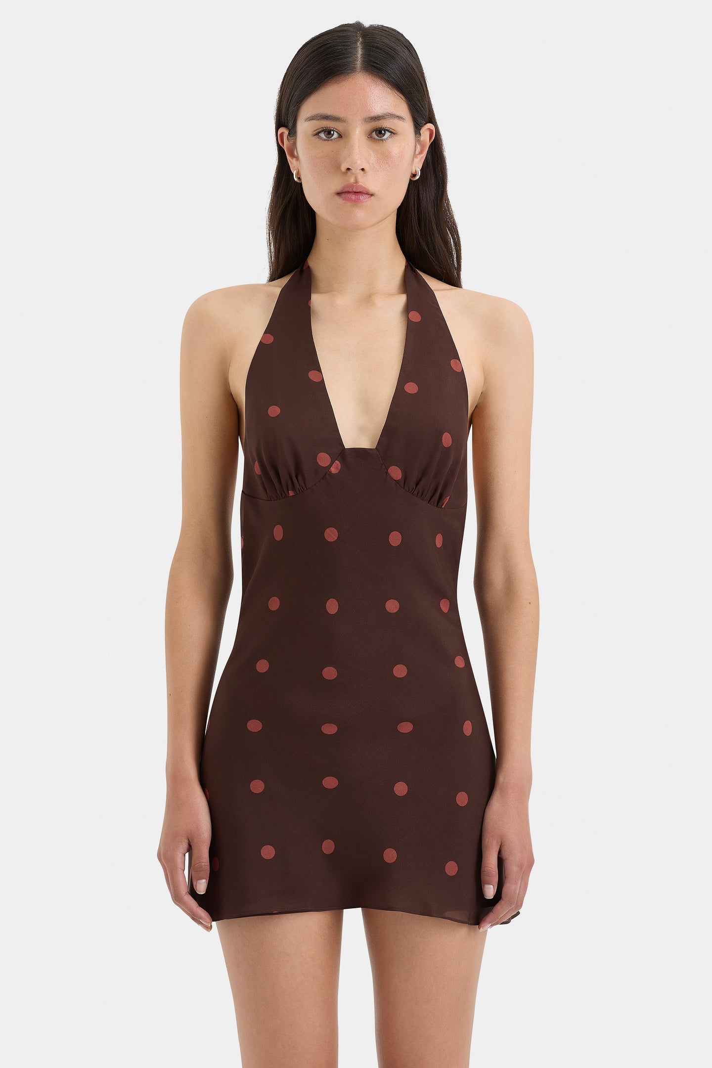 SIR the label Toni Halter Mini Dress CHOCOLATE DOT