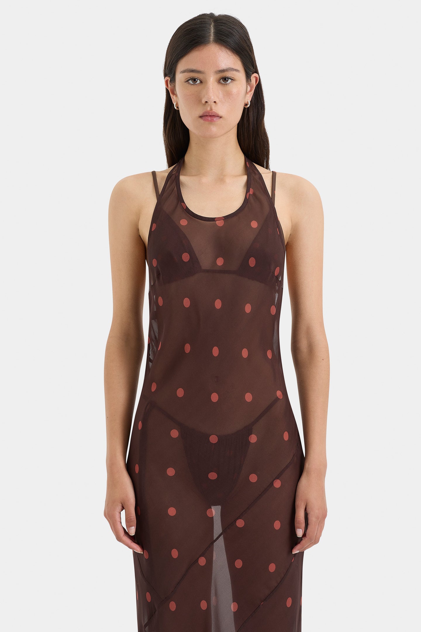 SIR the label Toni Halter Dress CHOCOLATE DOT