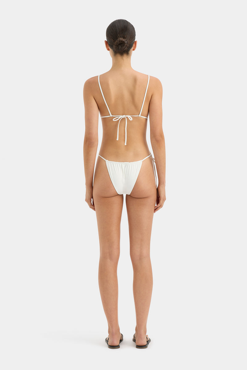 Minimal Thin Strap Triangle Ribbed High Rise Thong Bikini Set