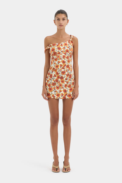 Jara Mini Dress | Orange Calendula Floral