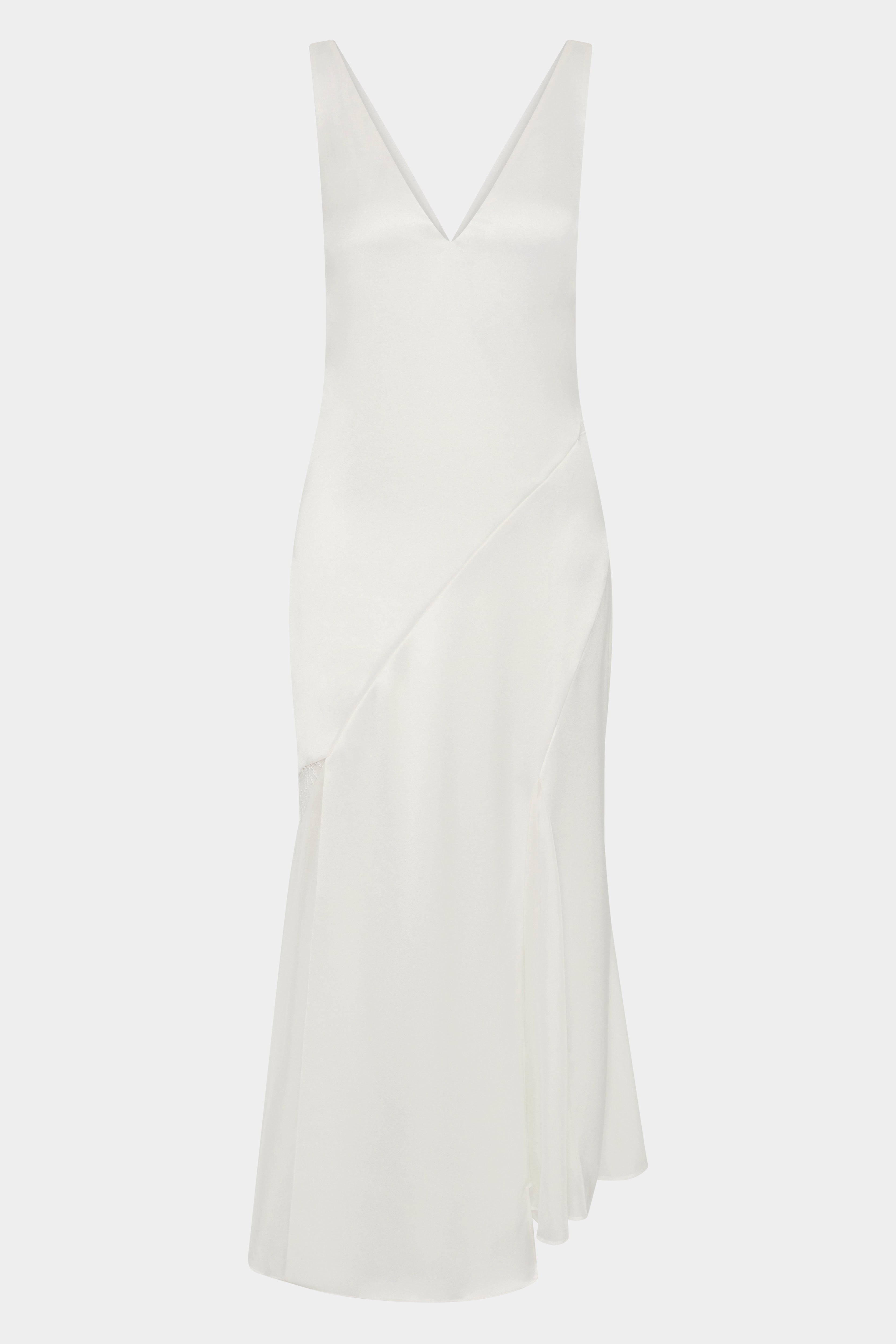 Ingrid Lace Midi Dress | Ivory Silk-Like Scandi Silhouette