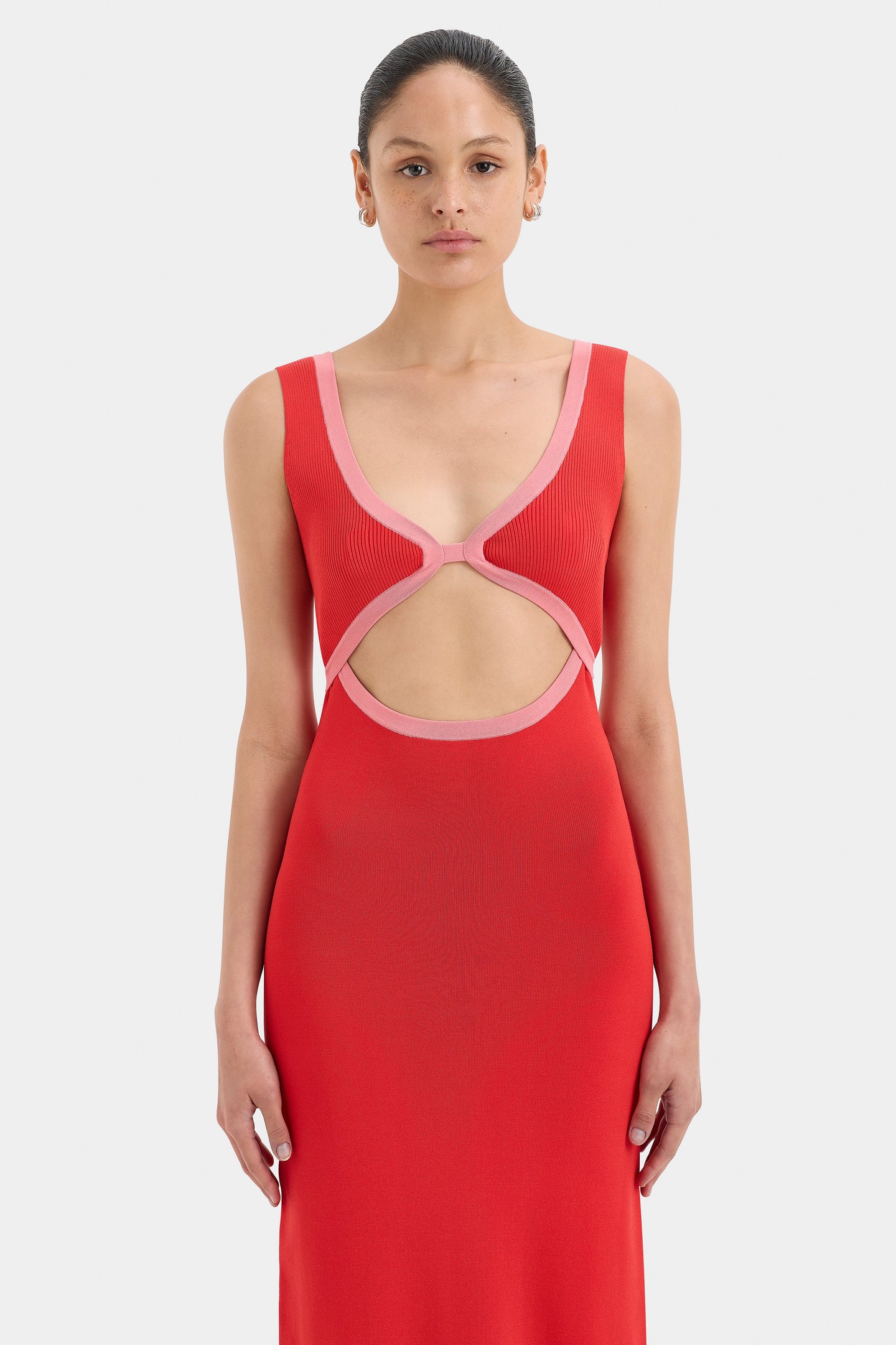 SIR the label Lupita Shaped Midi Dress RUBY