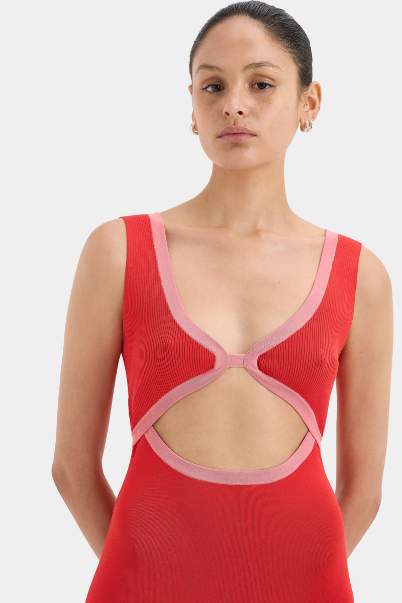 SIR the label Lupita Shaped Midi Dress RUBY