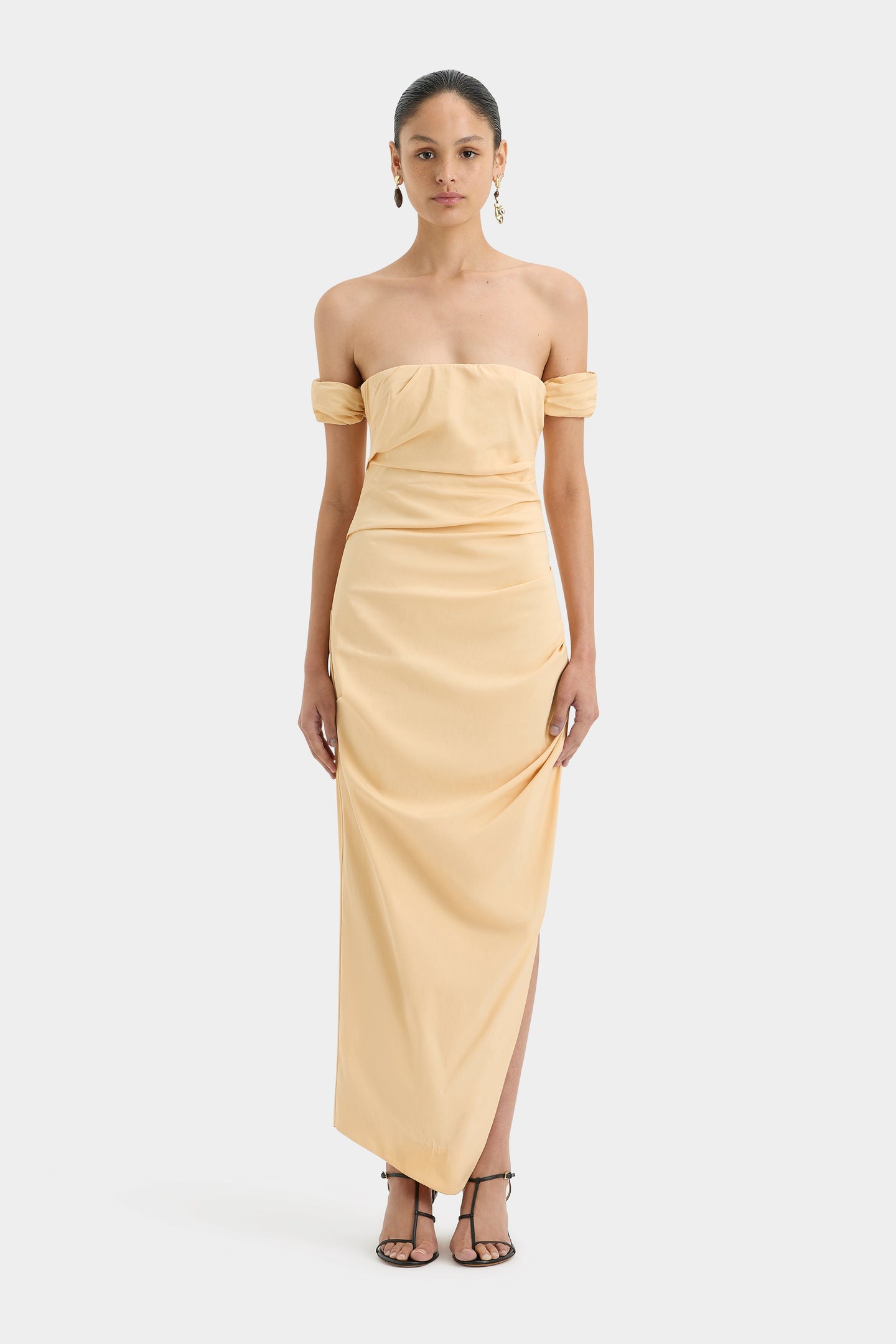 SIR the label Carmen Draped Gown LIGHT PEACH