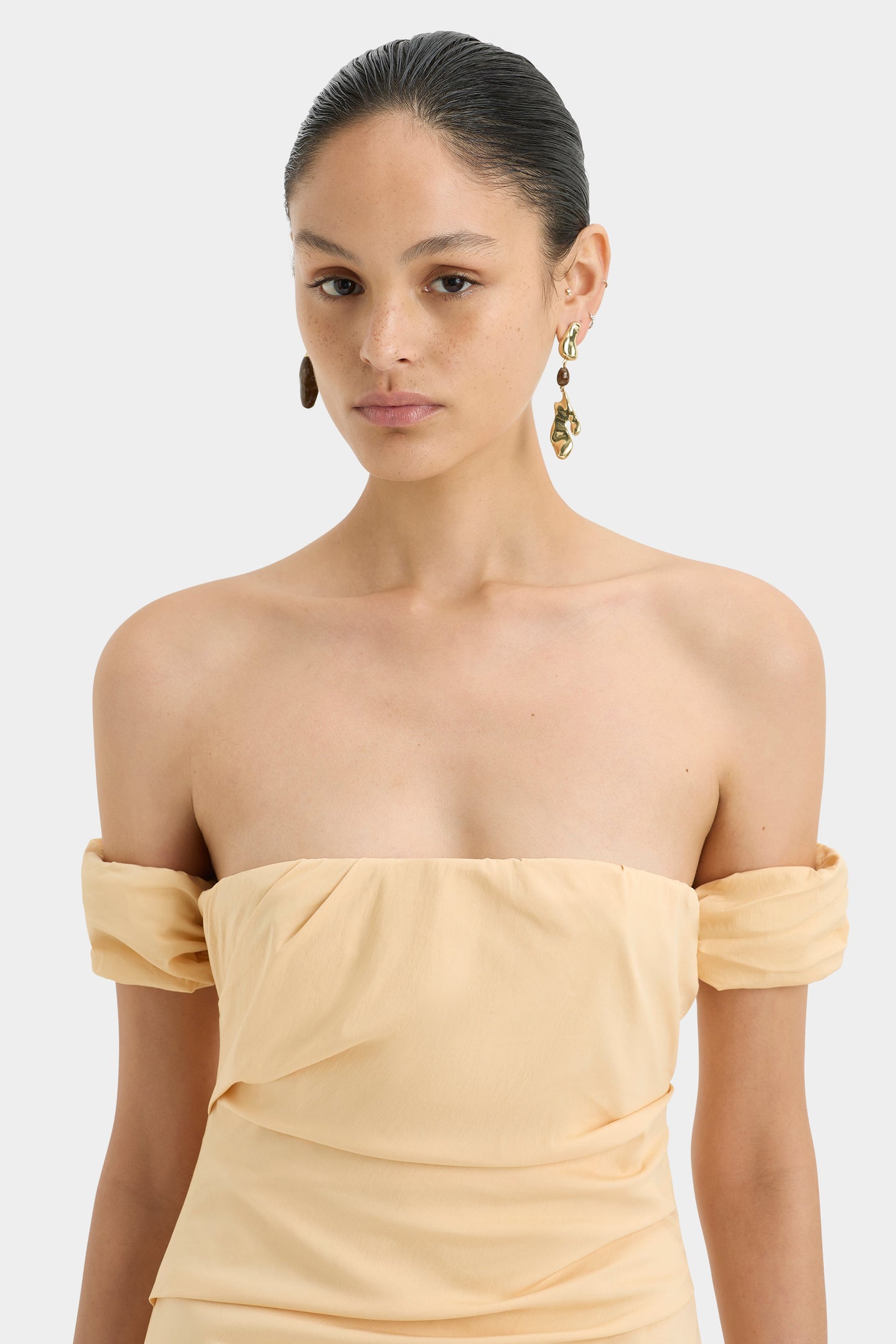 SIR the label Carmen Draped Gown LIGHT PEACH