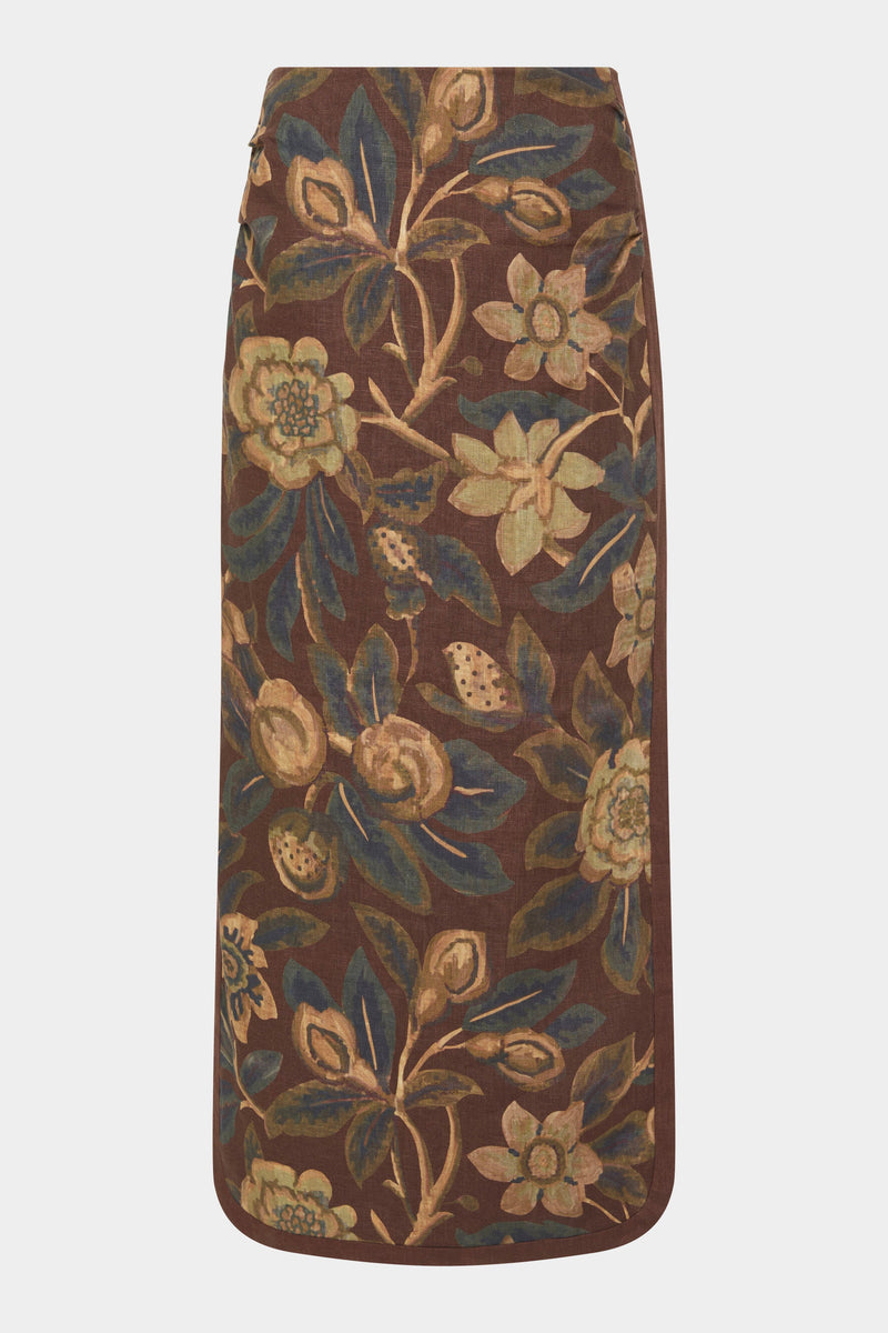 Jerry Midi Skirt Brown Tapestry Floral SIR