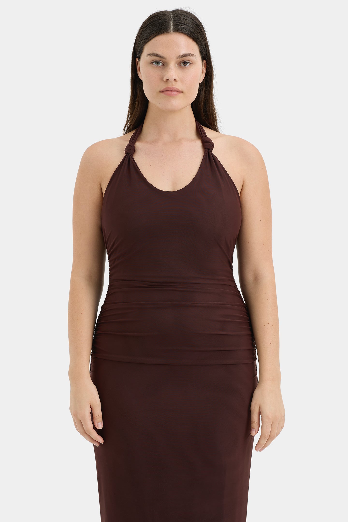 SIR the label Jacques Knot Midi Dress CHOCOLATE