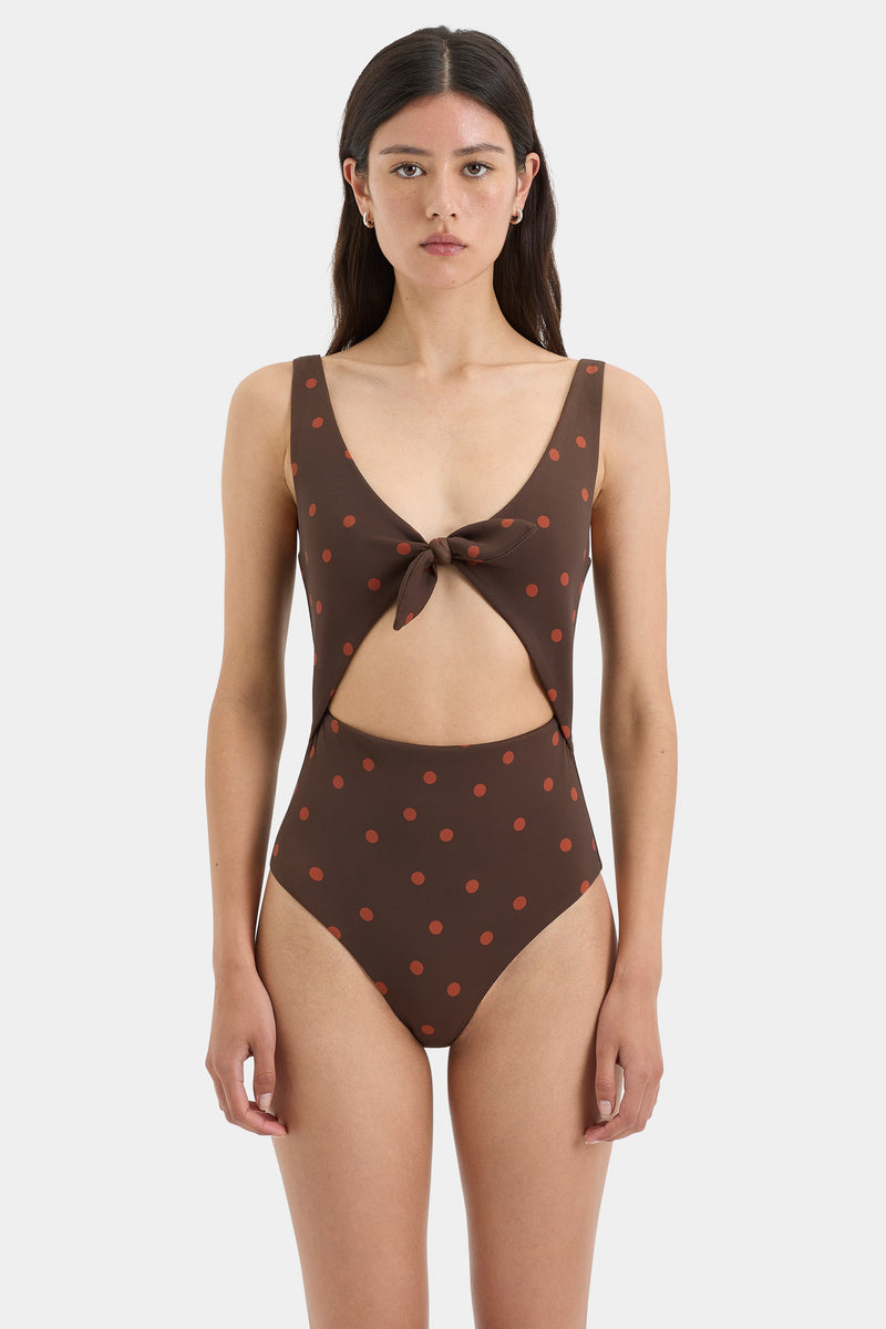 SIR the label Alina Tie One Piece CHOCOLATE DOT