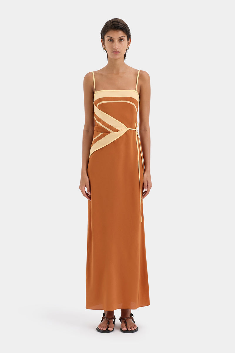 SIR the label Soma Scarf Midi Dress Rust