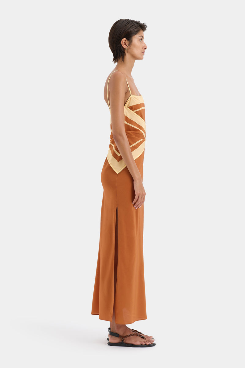 SIR the label Soma Scarf Midi Dress Rust