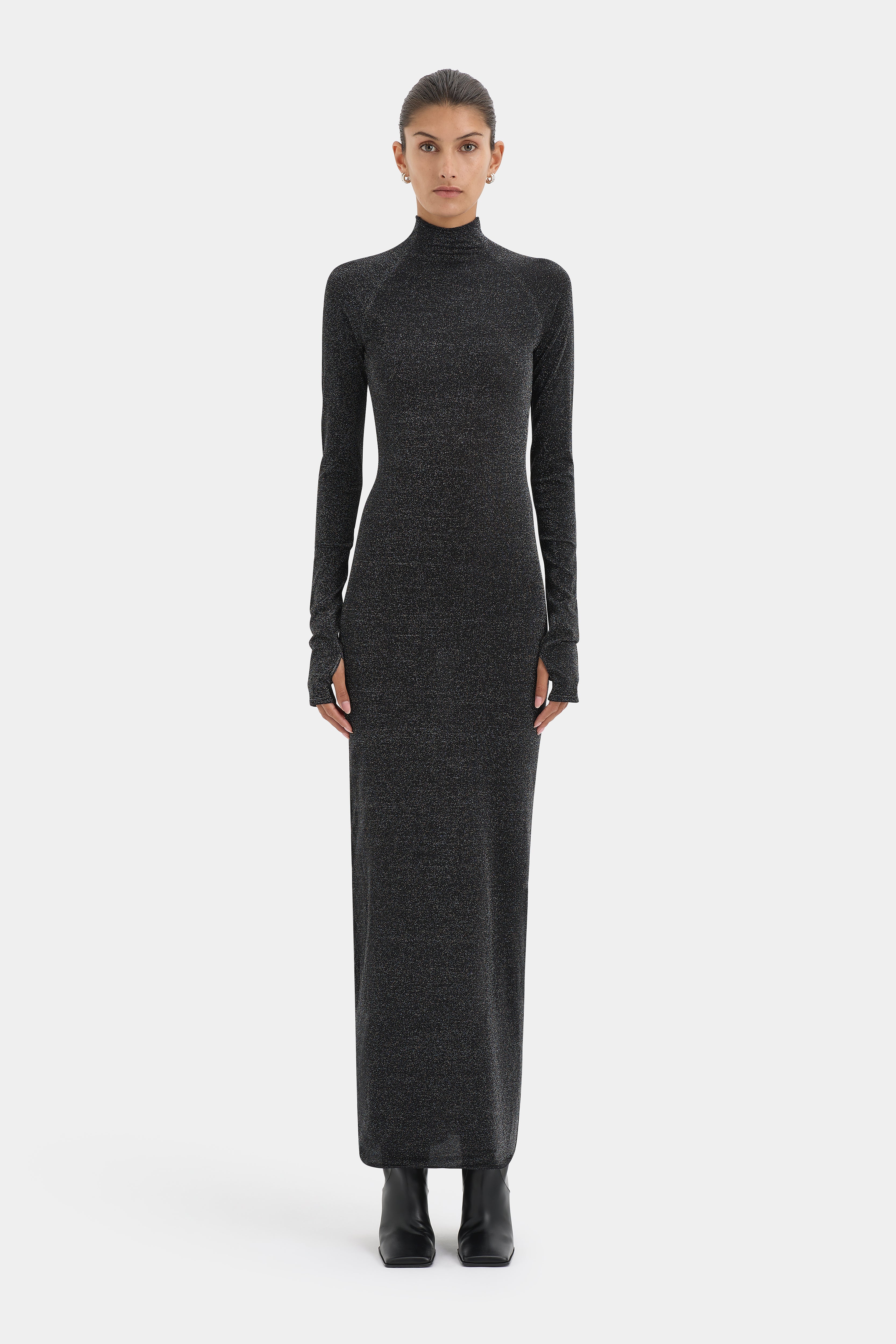 Chiano Long Sleeve Dress | Black & Silver | SIR. Chiano Long Sleeve Dress | Black & Silver | SIR.