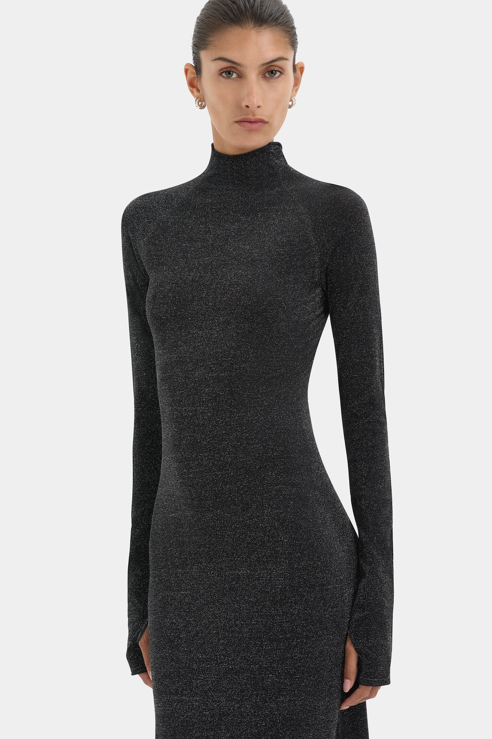 Chiano Long Sleeve Dress | Black & Silver | SIR. Chiano Long Sleeve Dress | Black & Silver | SIR.