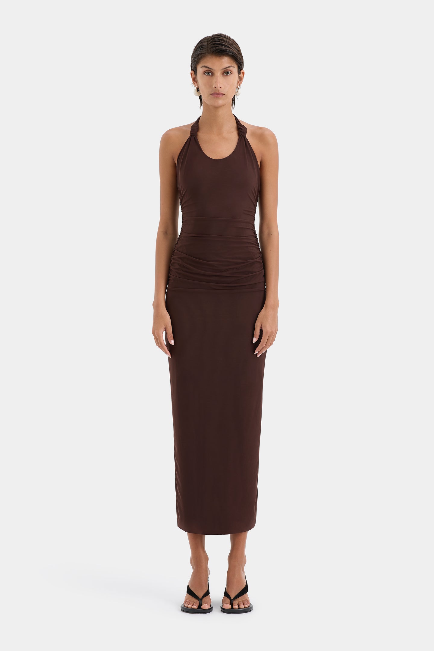 SIR the label Jacques Knot Midi Dress CHOCOLATE