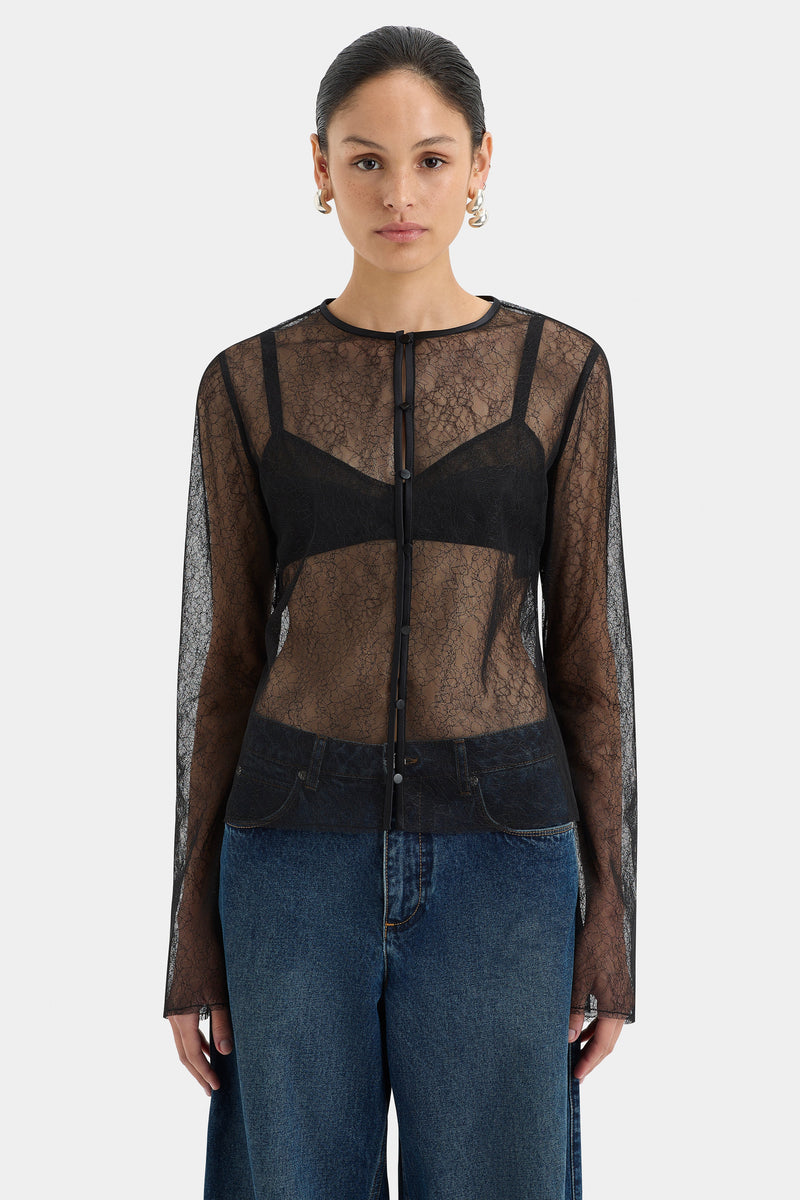Black Lace Cardigan Long Dunya Lace Cardigan Black