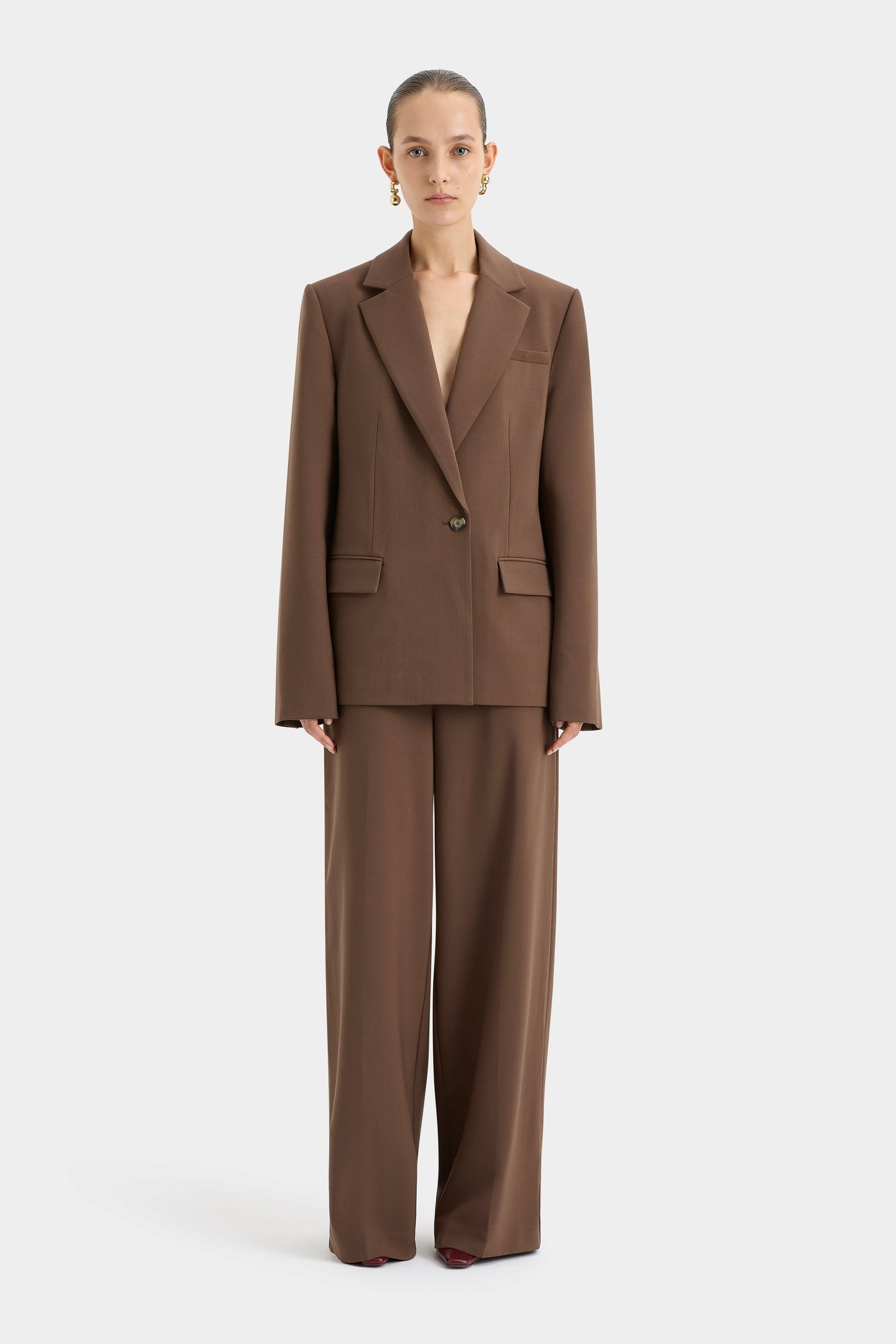 SIR the label Bromley Tailored Blazer CHOCOLATE