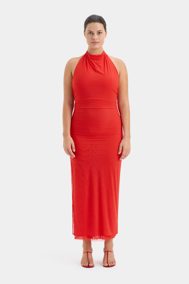 Jacques Mesh Halter Midi Dress