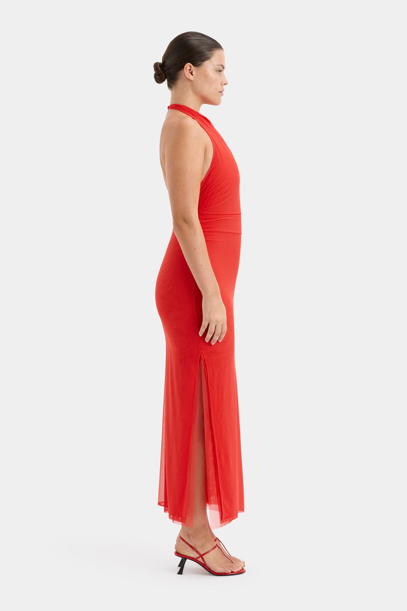 Jacques Mesh Halter Midi Dress