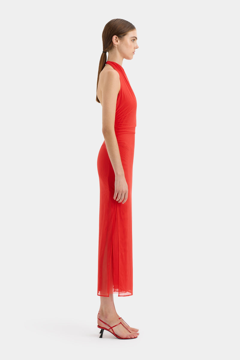 Jacques Mesh Halter Midi Dress