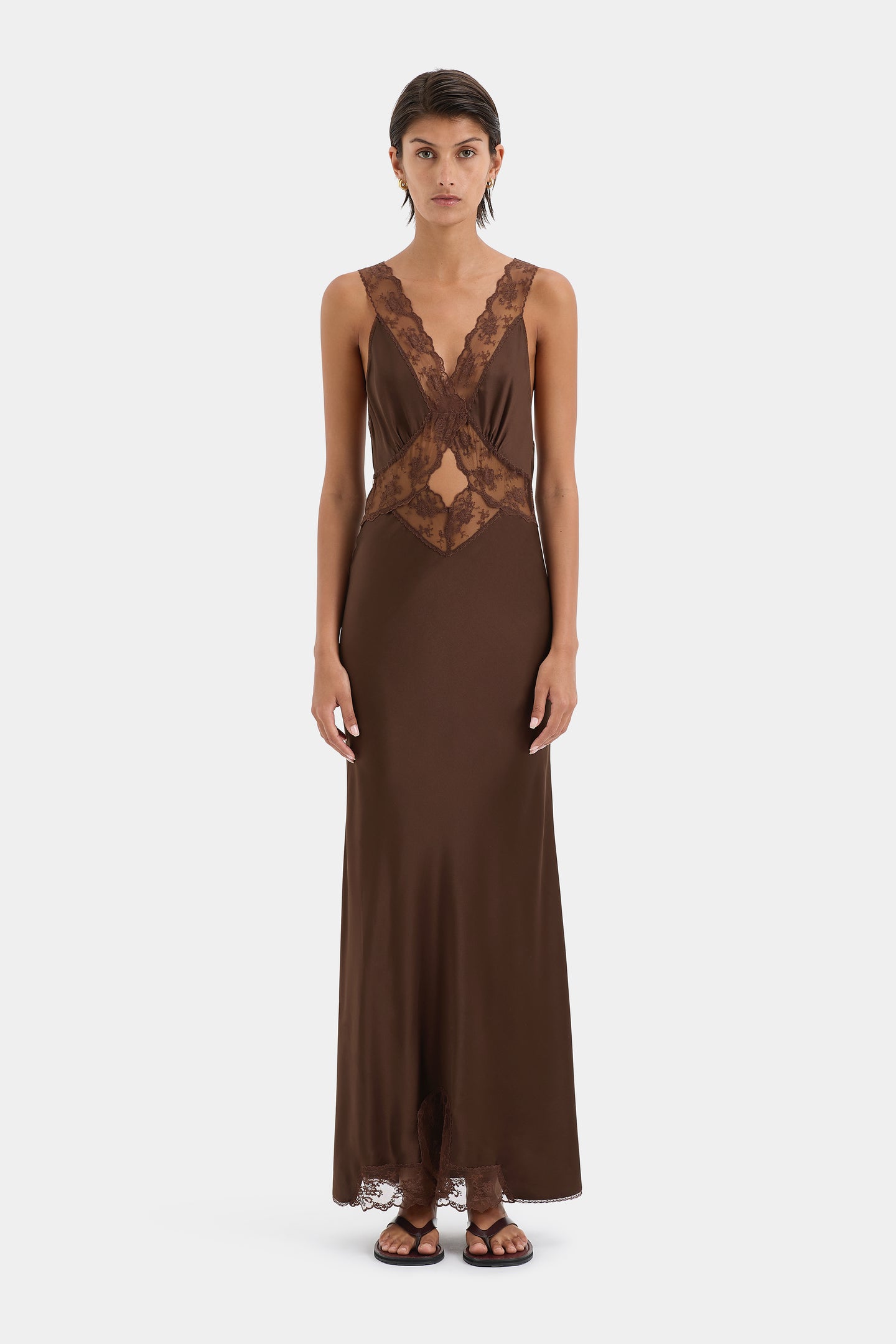 SIR the label Aries Cut Out Gown Chocolate