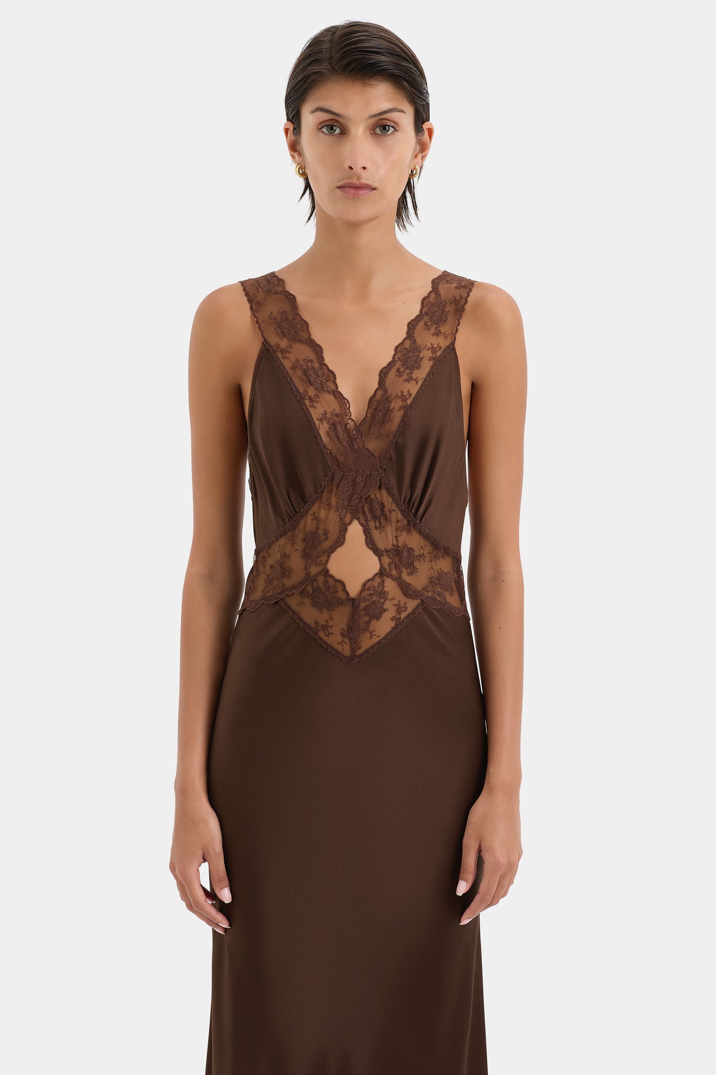 SIR the label Aries Cut Out Gown Chocolate