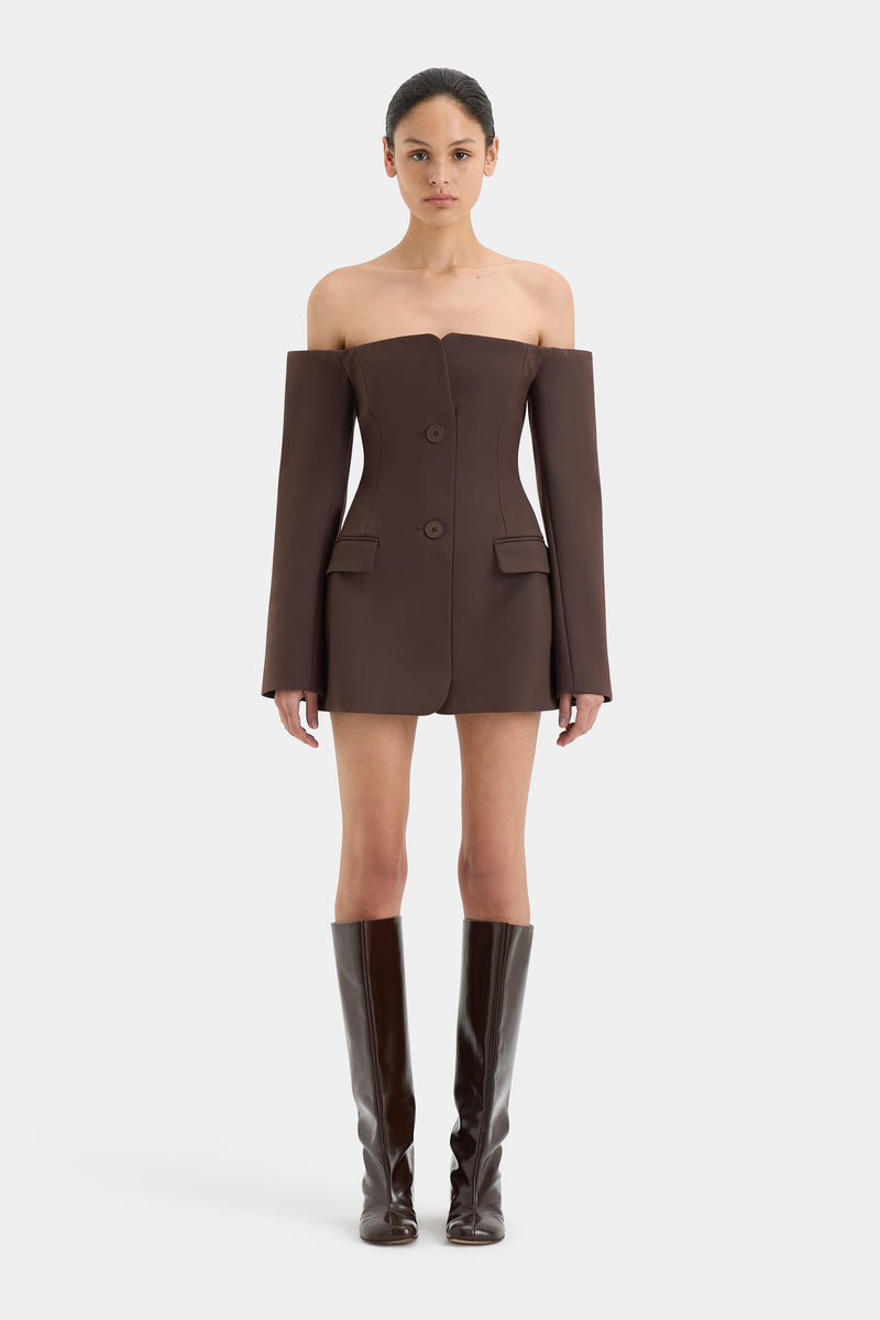 SIR the label Sandrine Tailored Mini Dress CHOCOLATE