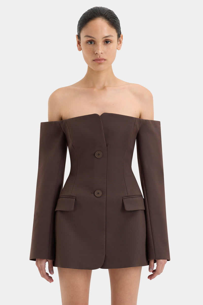 SIR the label Sandrine Tailored Mini Dress CHOCOLATE