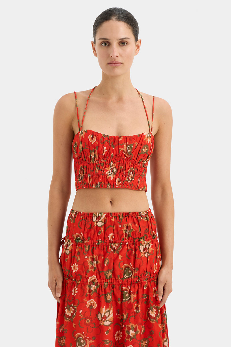 SIR the label Reyes Gathered Halter Top CACTUS FLOWER