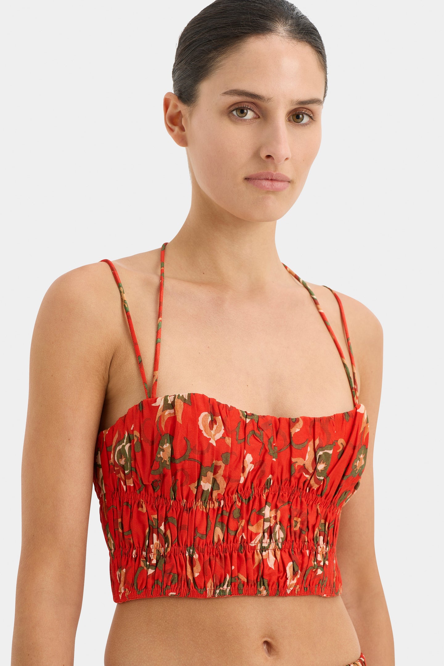 SIR the label Reyes Gathered Halter Top CACTUS FLOWER