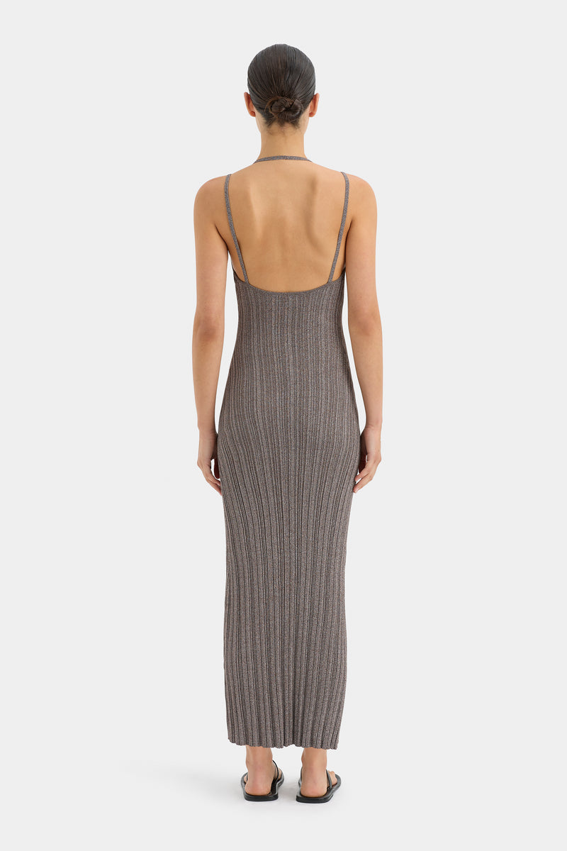 Impasto Ribbed Halter Maxi Dress